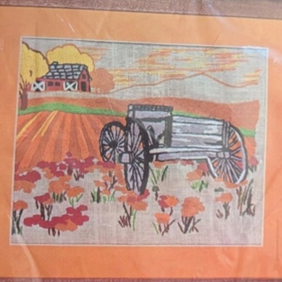 Vogart Crafts Crewel Creative Stitchery Needlepoint Kit - Farm Sunset #2414 VTG - Picture 3 of 8
